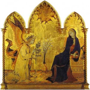 Simone Martini Annonciation détail 1333 panneau de bois Galleria degli Uffizi Florence Italie