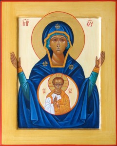 Vierge orante des catacombes et son Fils en médaillon | DR Vierge orante des catacombes et son Fils en médaillon | DR