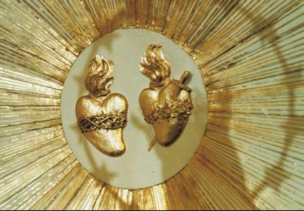 Médaille De Pèlerinage – Cœur De Jésus Et Marie, Laiton Argenté, Poitiers/Lourdes