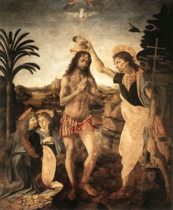Andrea del Verrochio - baptême du Christ 1472-75 - Galleria degli Uffici Florence