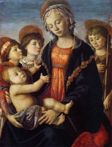 Botticelli - La Vierge et l'Enfant avec deux anges et Jean-Baptiste - vers 1470 - Galleria dell Accademia Florence