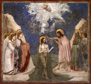Baptême du Christ; GIOTTO; 1305 fresque, chapelle des Scrovegni, Padoue