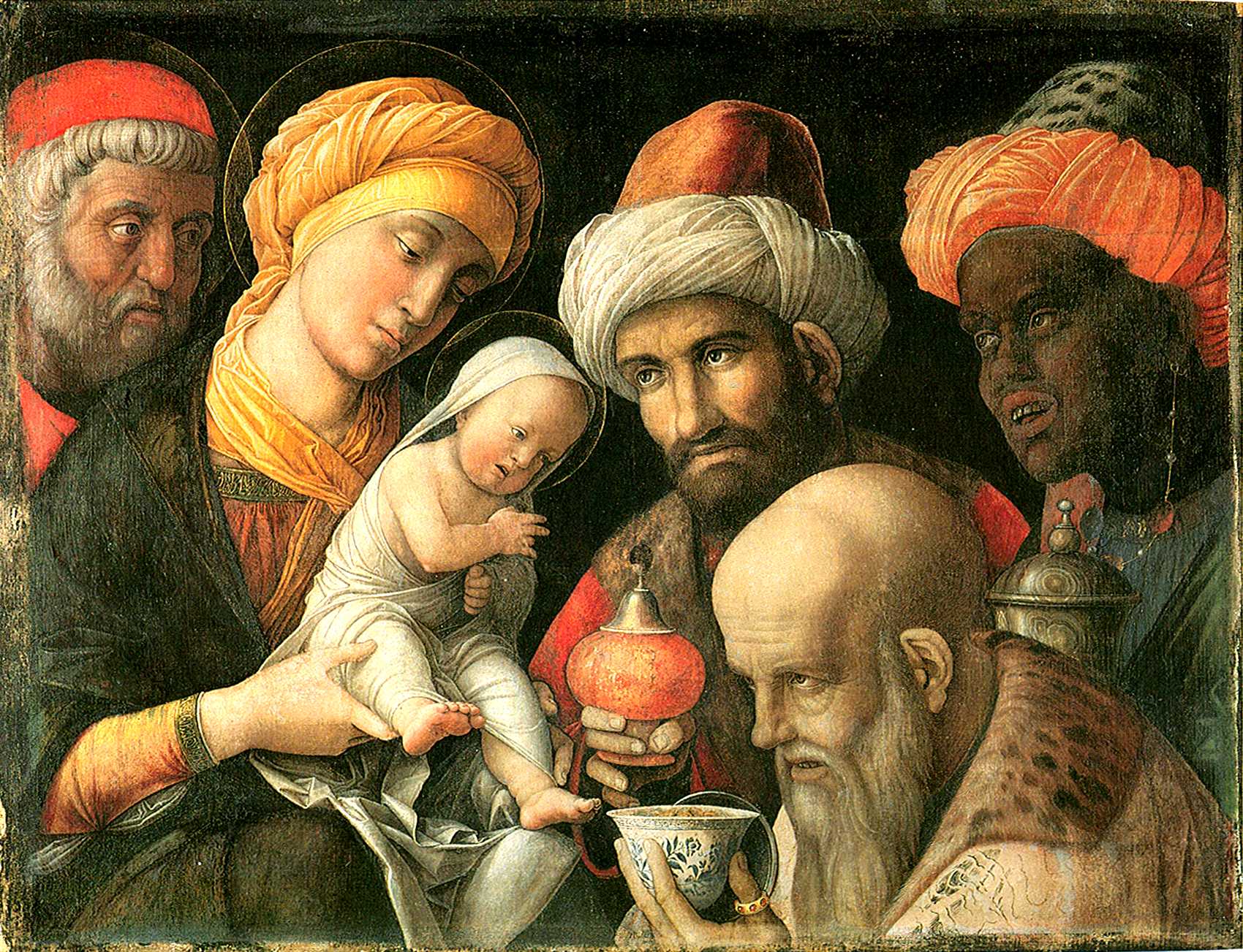 L’Épiphanie L'Adoration des Mages - Andrea Mantegna vers 1497-1500 - détrempe et or sur bois - Paul Getty Muséum Los Angeles USA