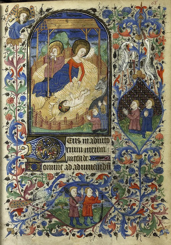 Nativité, Livre d'Heures de la famille d'Epinay, 1430-1450, miniature mi-page, artiste inconnu, Rennes MS0033, folio F.65. BIB2007.1030-016.
