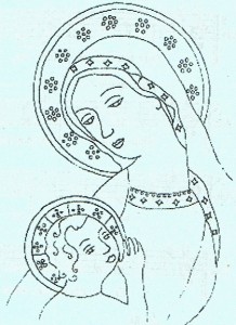 Marie couronnée d'étoiles et l'enfant Jésus