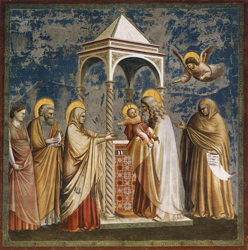 Présentation au Temple Giotto, 1303-1306 - fresque, chapelle Scrovegni (ou église de l'Arena) Padoue Présentation au Temple Giotto, 1303-1306 - fresque, chapelle Scrovegni (ou église de l'Arena) Padoue