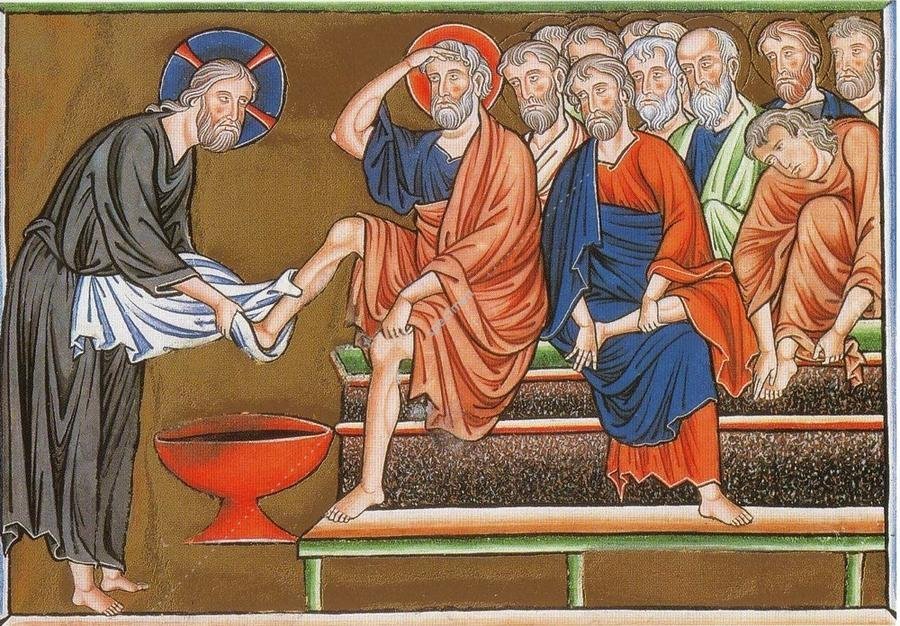 Le lavement des pieds - Psautier d'Ingeburg de Danemark - Anonyme (XIIIe s.)
