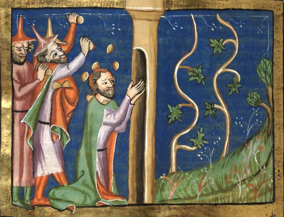 Naboth lapidé devant sa vigne - Chronique universelle de Rodolphe d'Ems Artiste anonyme (entre 1350 et 1375)