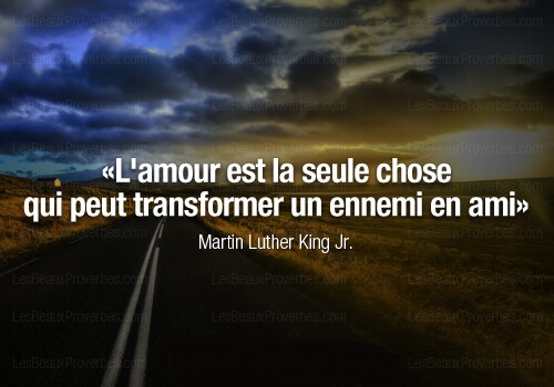 L'amour est la seule force qui peut transformer un ennemi en ami - Martin Luther King L'amour est la seule force qui peut transformer un ennemi en ami - Martin Luther King