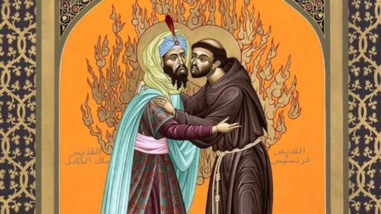 Rencontre de St François d'Assise et du Sultan Al-Kamil, en 1219. Rencontre de St François d'Assise et du Sultan Al-Kamil, en 1219.
