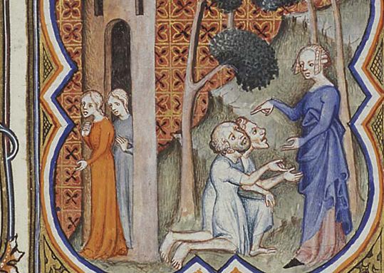 Suzanne et les vieillards. Cette notice fait partie d'une série : Petrus Comestor, Bible historiale, Meermanno Koninklijke Bibliotheek, La Haye (n° 90 / 105) Datation : 1372 Suzanne et les vieillards. Cette notice fait partie d'une série : Petrus Comestor, Bible historiale, Meermanno Koninklijke Bibliotheek, La Haye (n° 90 / 105) Datation : 1372