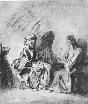 Jésus et Nicodème -dessin de Rembrandt Jésus et Nicodème -dessin de Rembrandt