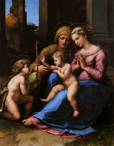 Raphaël, La Madone de l'amour divin, Pinacothèque, Agnelli, Turin, Capodimonte, Naples, Jésus, Vierge, saint Jean-Baptiste, sainte Elisabeth Raphaël, La Madone de l'amour divin, Pinacothèque, Agnelli, Turin, Capodimonte, Naples, Jésus, Vierge, saint Jean-Baptiste, sainte Elisabeth