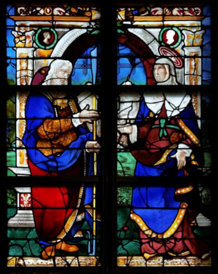 Joachim et Anne - verrière de sainte Anne - église sainte Jeanne d’Arc à Rouen 76