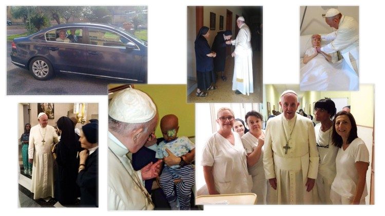 Le Pape en visite privée chez les Filles de la Charité à la Casa Regina Mundi à Rome le 28 juillet 2019 Le Pape en visite privée chez les Filles de la Charité à la Casa Regina Mundi à Rome le 28 juillet 2019