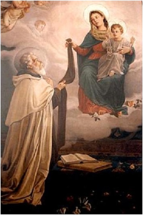 Marie et Jésus confiant le Saint Scapulaire du Mont Carmel à Saint Simon Stock