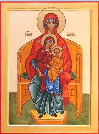 icône de sainte Anne Marie et Jésus
