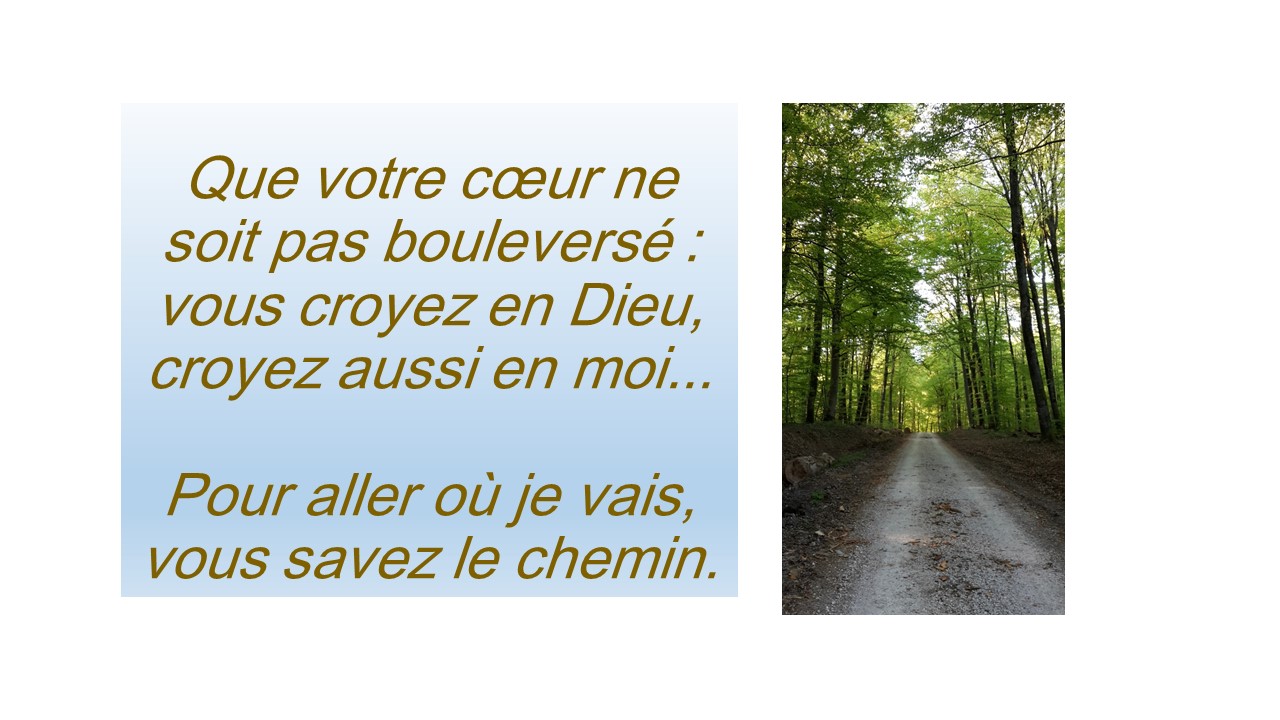 Pour aller où je vais, vous savez le chemin. Pour aller où je vais, vous savez le chemin.