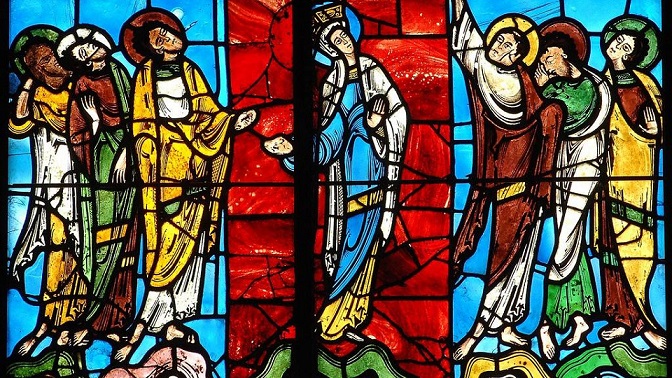 Vitrail de l'Ascension cathédrale Saint-Julien Le Mans Vitrail de l'Ascension cathédrale Saint-Julien Le Mans