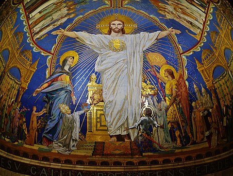 Le Sacré-Cœur de Jésus, Basilique du Sacré-Cœur de Montmartre, mosaïque monumentale, par Luc-Olivier Merson et Les Émaux de Briare, 1922 Le Sacré-Cœur de Jésus, Basilique du Sacré-Cœur de Montmartre, mosaïque monumentale, par Luc-Olivier Merson et Les Émaux de Briare, 1922