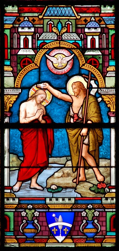 Vitrail de Saint Jean-Baptiste baptisant Jésus - collégiale saint André de Grenoble |DR Vitrail de Saint Jean-Baptiste baptisant Jésus - collégiale saint Andréde Grenoble |DR