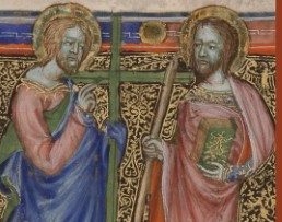 Saints Philippe et Jacques le mineur (© BAV, Vat. lat. 14701, f. 312v) Saints Philippe et Jacques le mineur (© BAV, Vat. lat. 14701, f. 312v)