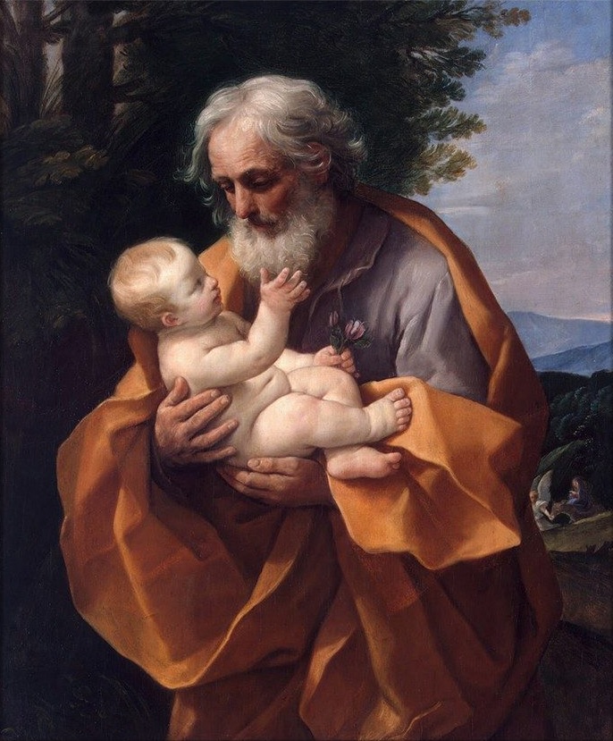 Saint Joseph et l’enfant Jésus. Peinture de Guido Reni vers 1635