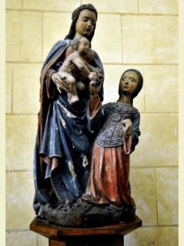 Le mariage mystique de Sainte Catherine d'Alexandrie, bois sculpté église de Rioux - diocèse de La Rochelle